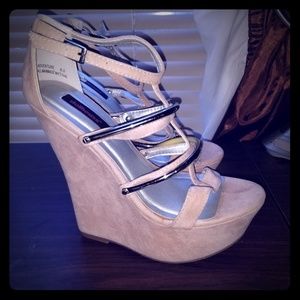 Dollhouse blush pink wedge